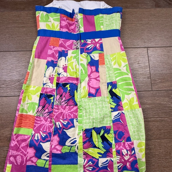Lilly Pulitzer Women's Patchwork Strapless Cotton Dress Size 2 Summer, Preppy - Picture 9 of 10